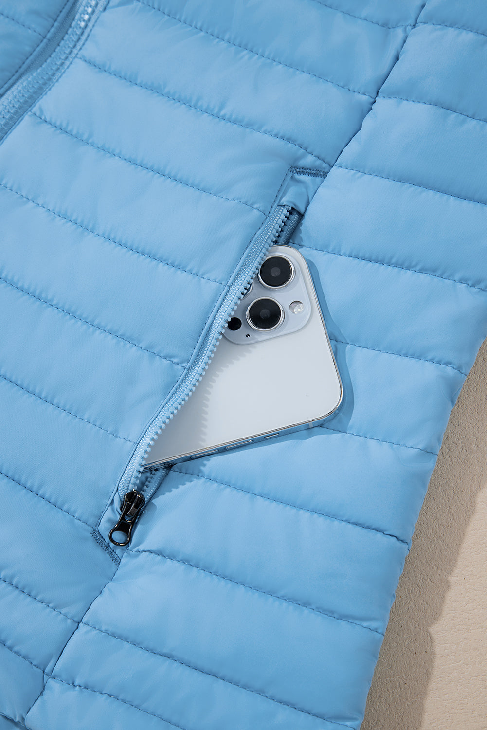 Myosotis Solid Color Quilted Zip-up Puffer Jacket