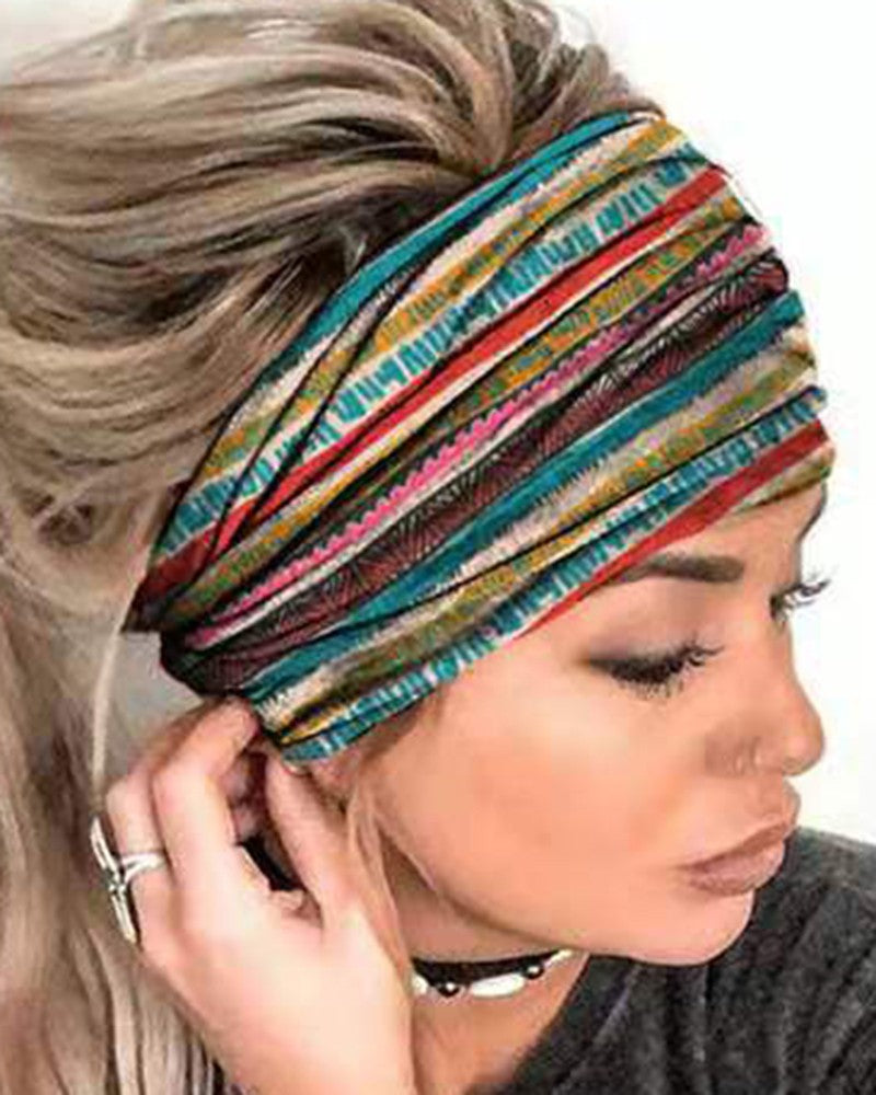 Serape Striped Floral Sun Moon Star Print Yoga Sports Headband