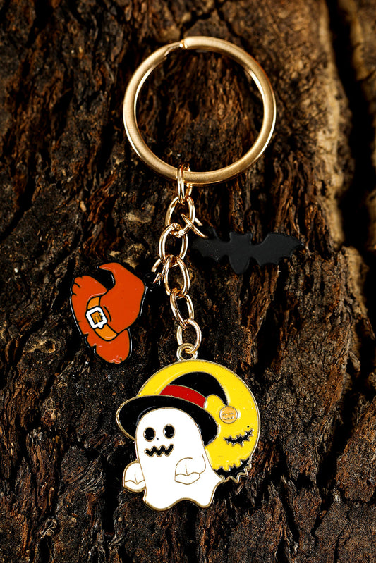 Yellow Halloween Ghost Bat Witch Hat Pendant Key Chain