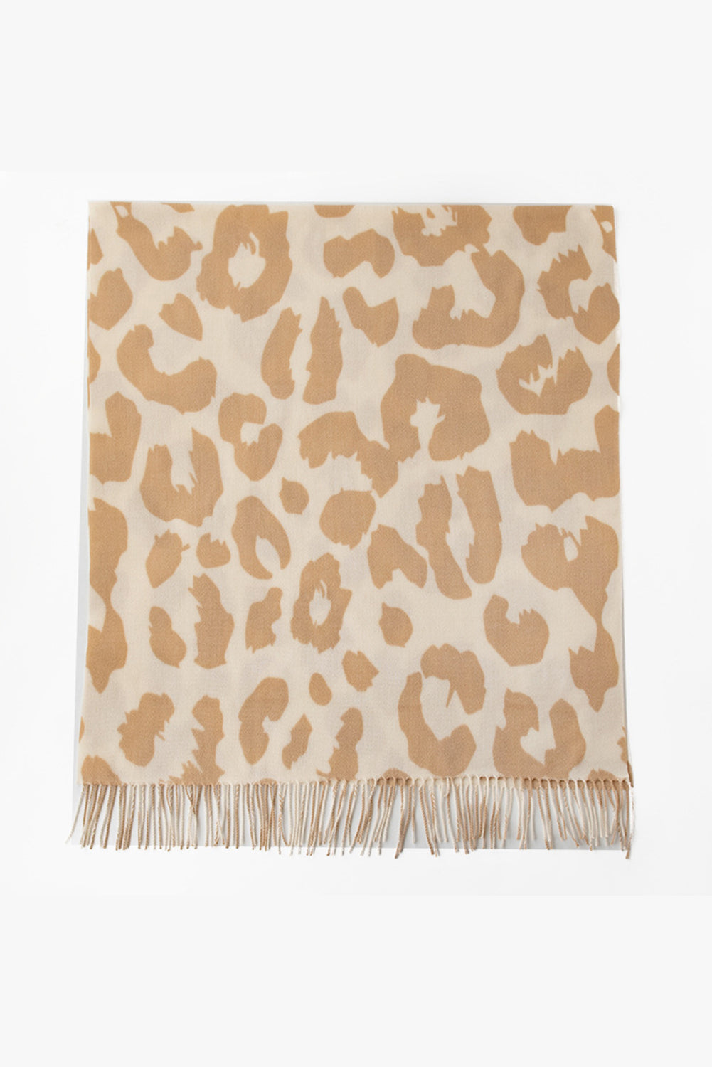 Parchment Cow Print Fringed Winter Large Scarf