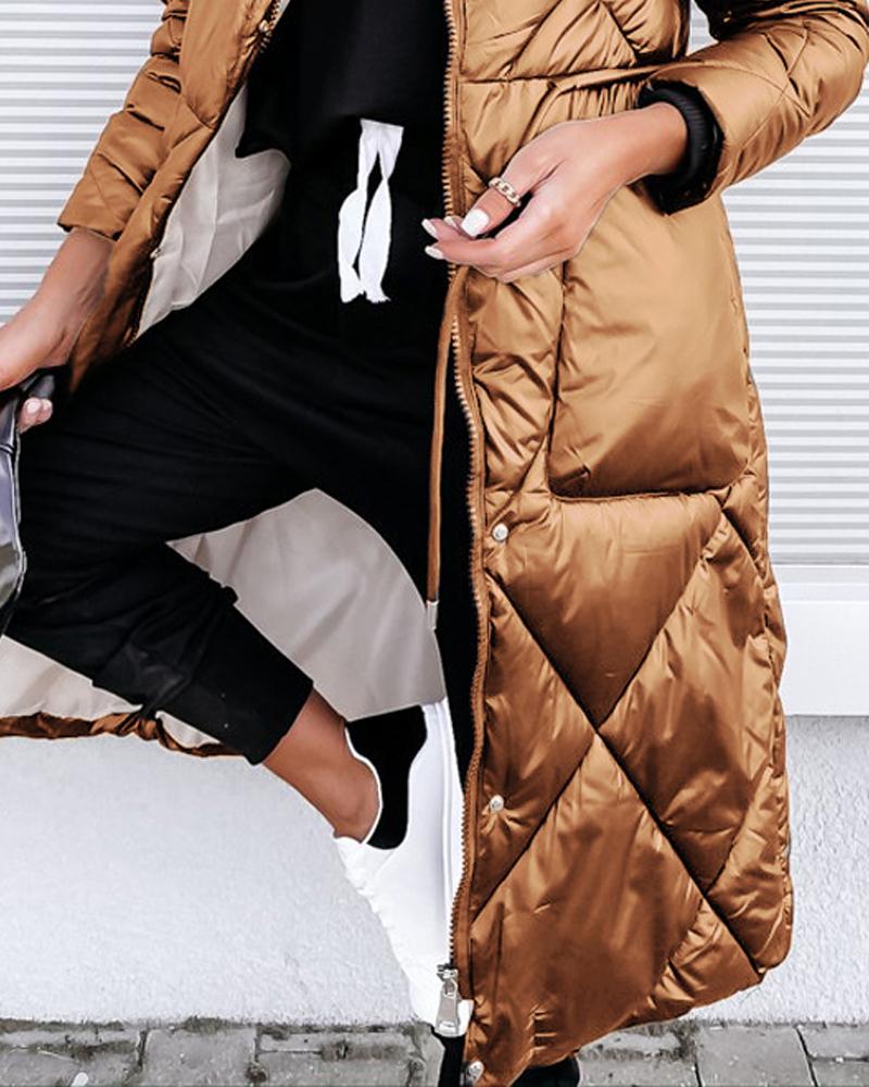 Long Sleeve Zip Up Puffer Coat