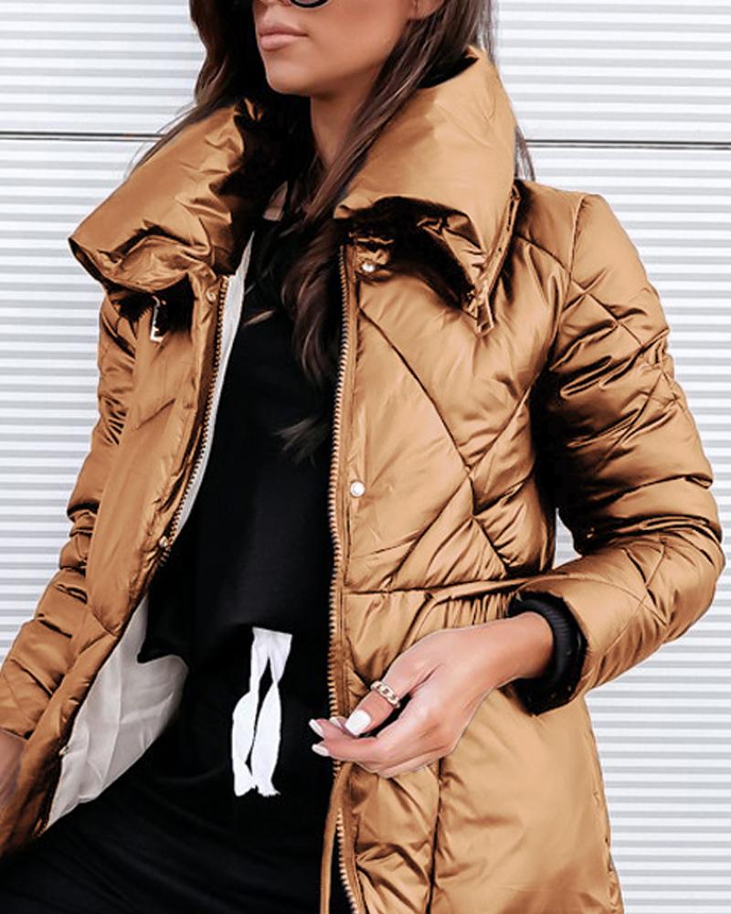 Long Sleeve Zip Up Puffer Coat