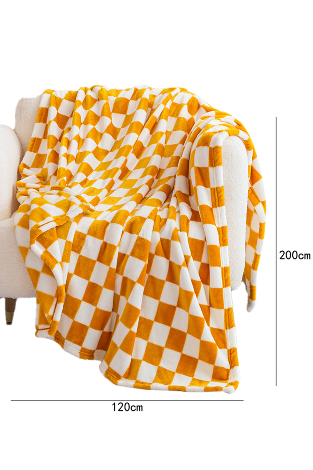 Yellow Checkerboard Printed Soft Throw Blanket 120*200cm