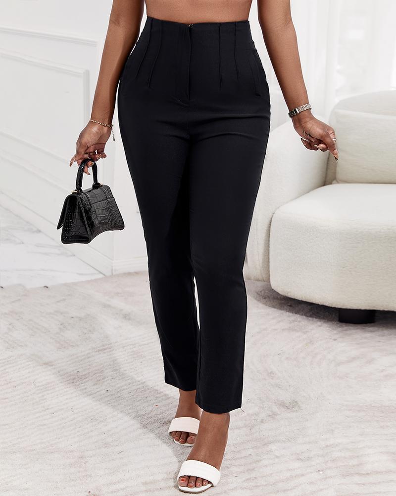 High Waist Cropped Work Pants