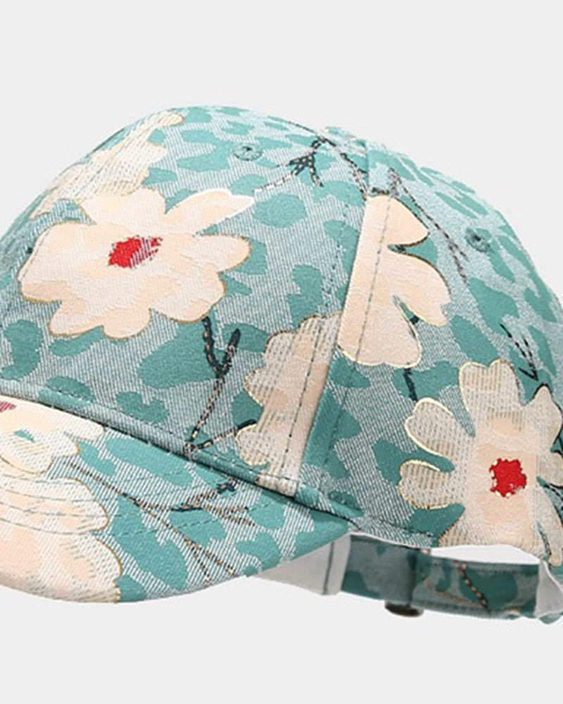 Floral Leopard Print Baseball Cap