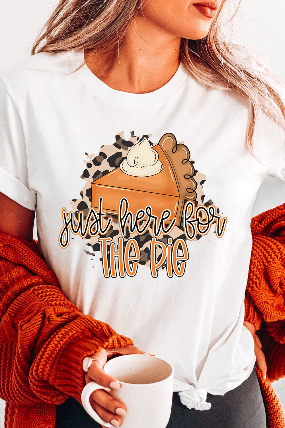 White Just Here For The Pie Crewneck Thanksgiving T Shirt