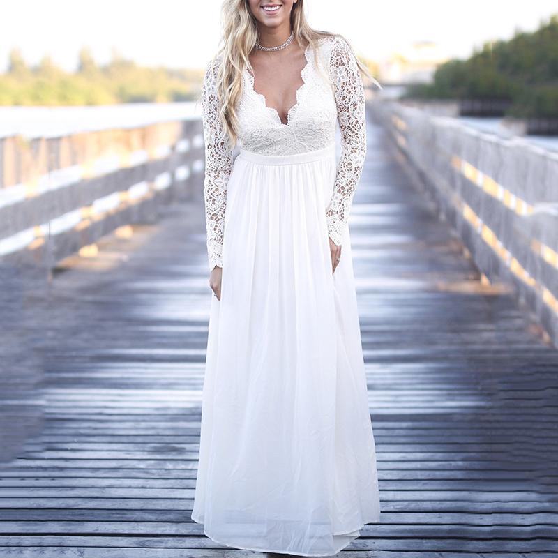 Stylish Open Back Crochet Lace Maxi Dress