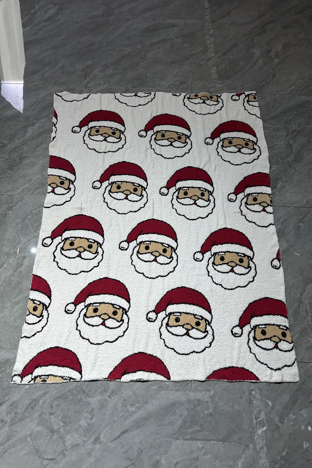 White Cartoon Christmas Father Lambswool Blanket