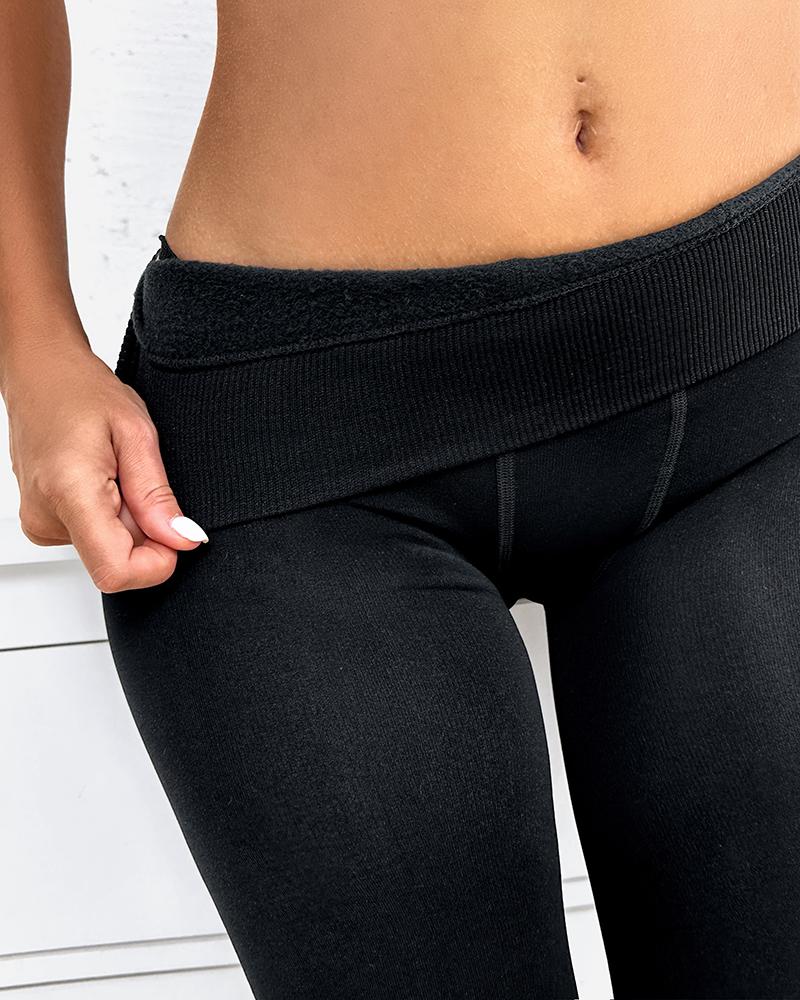 High Waist Thermal Warm Fleece Lined Stirrup Leggings