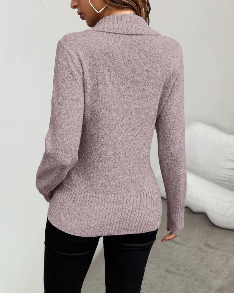 Shawl Collar Button Decor Knit Sweater