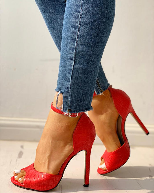 Peep Toe Ankle Strap Stiletto Heel