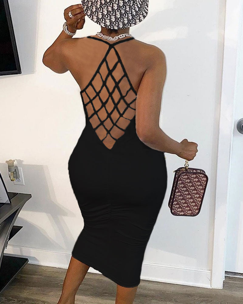 Fishnet Backless Sleeveless Bodycon Dress