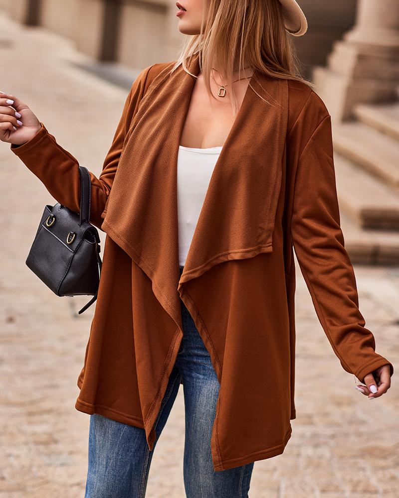 Long Sleeve Waterfall Neck Coat