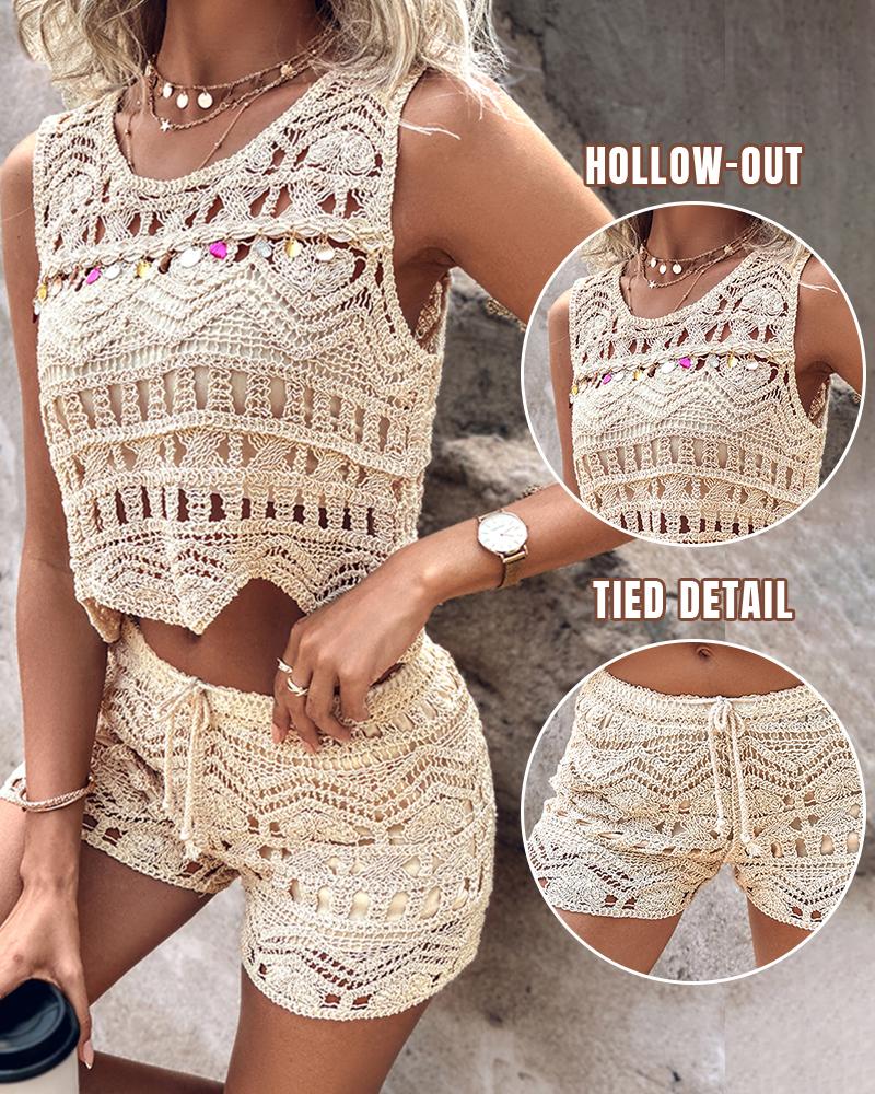 Backless Tassel Design Top & Shorts Set