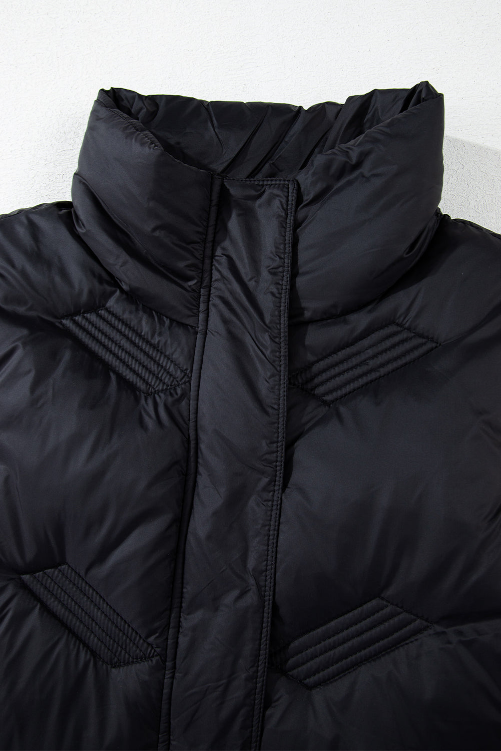 Black Quilted High Neck Zip Up Jacket Vest