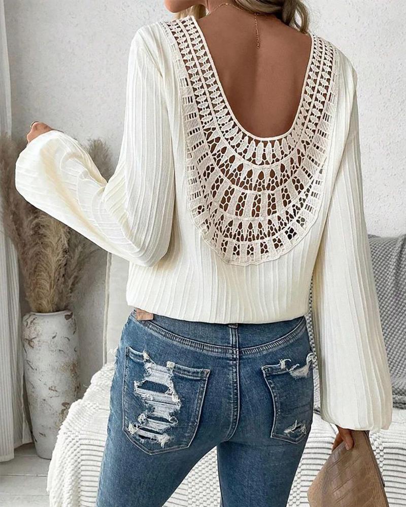 Contrast Lace Long Sleeve Top