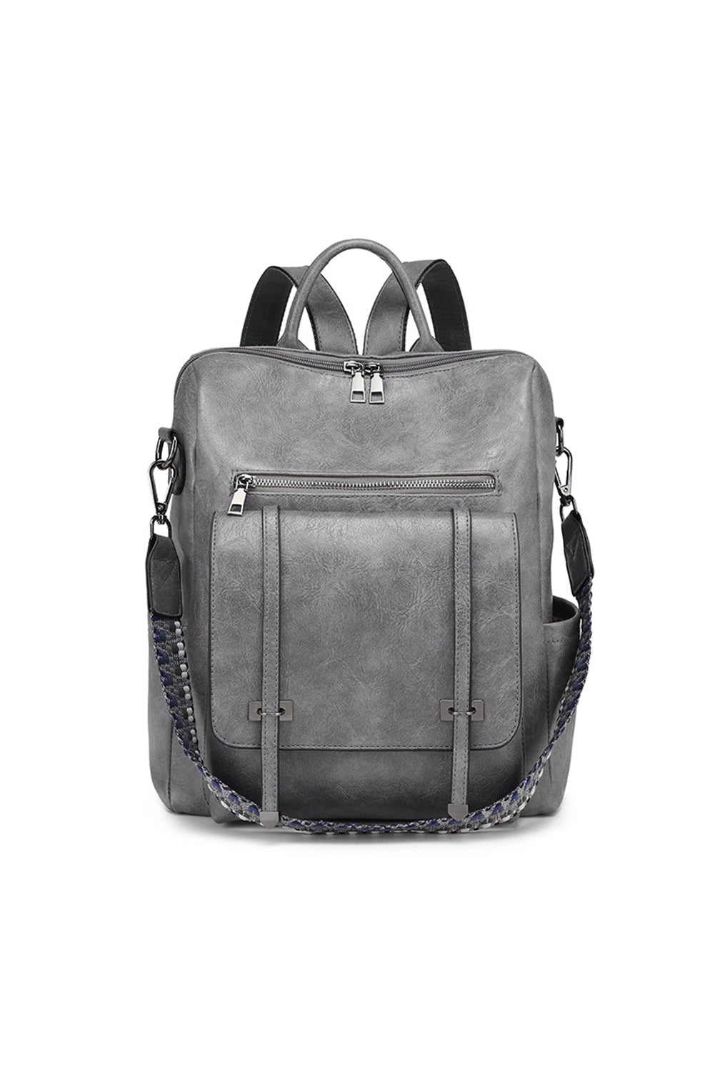 Medium Grey Business College Retro PU Leather Backpack