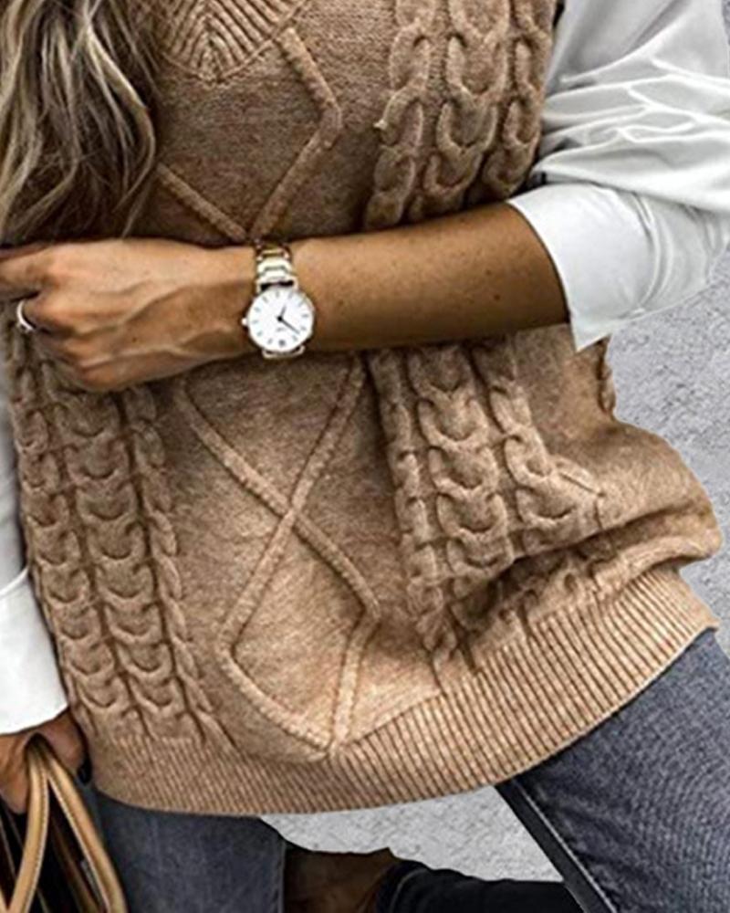 V Neck Cable Knit Sweater Vest