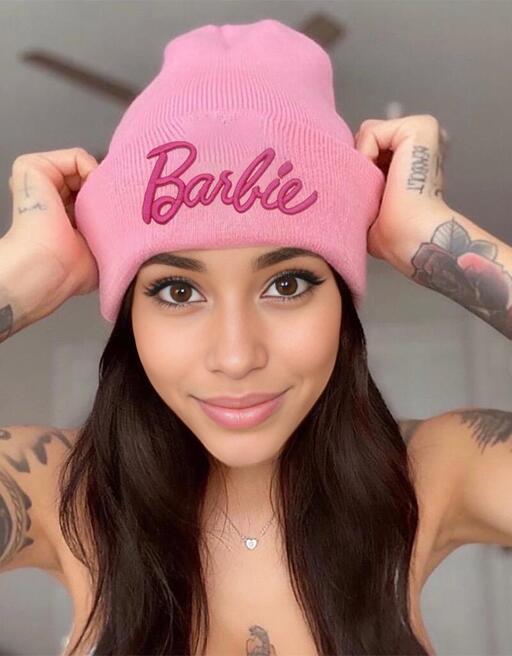 Barbie Letter Embroidery Winter Thermal Knit Hat