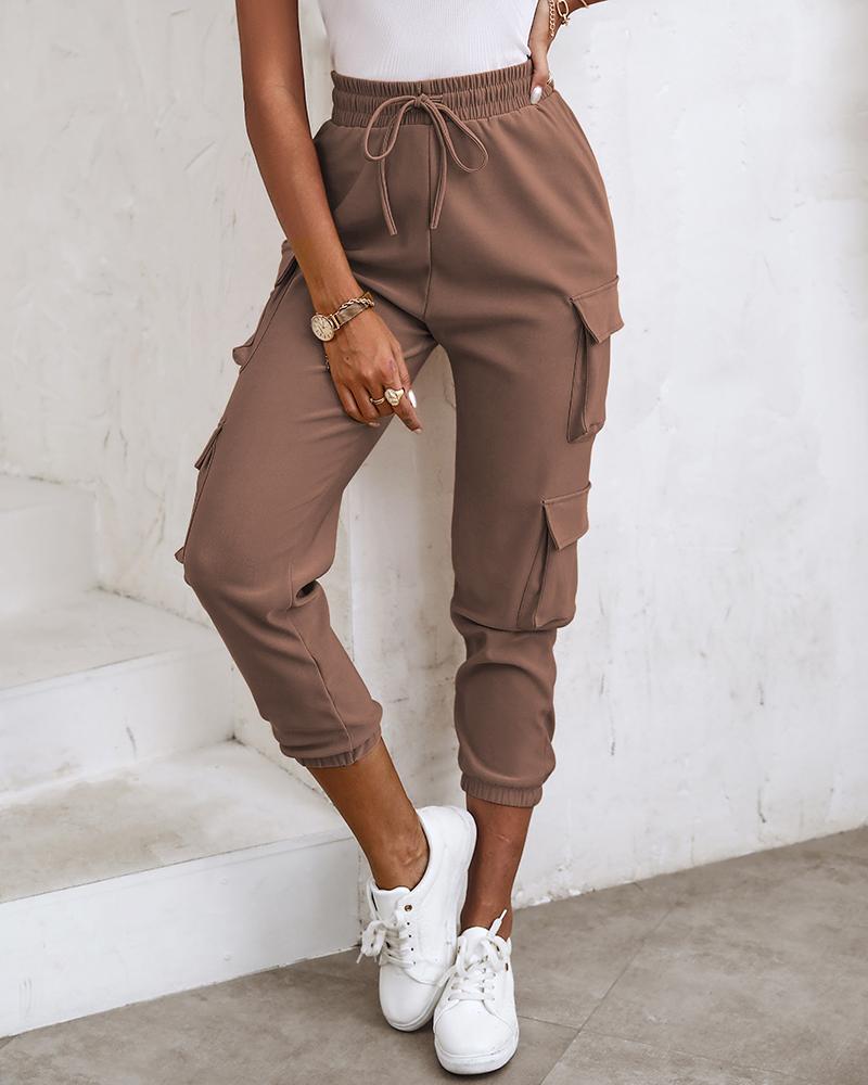 Pocket Design Cuffed Cargo Pants