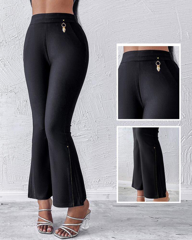 Pocket Design Slim Fit High Waist Pants