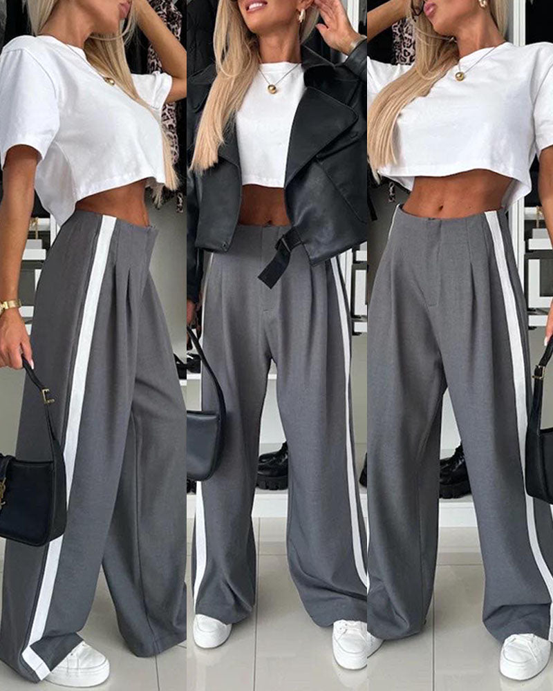 High Waist Wide Leg Pants Loose Fit Trousers Suit Pants