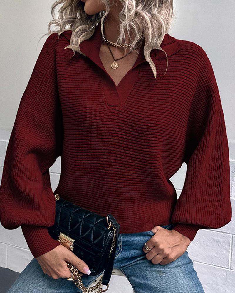 Lantern Sleeve Chunky Knit Sweater