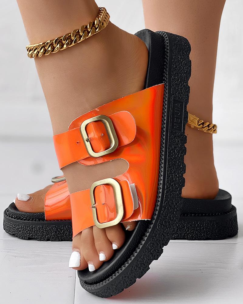 Buckled Double Strap Slippers Outdoor Sandals