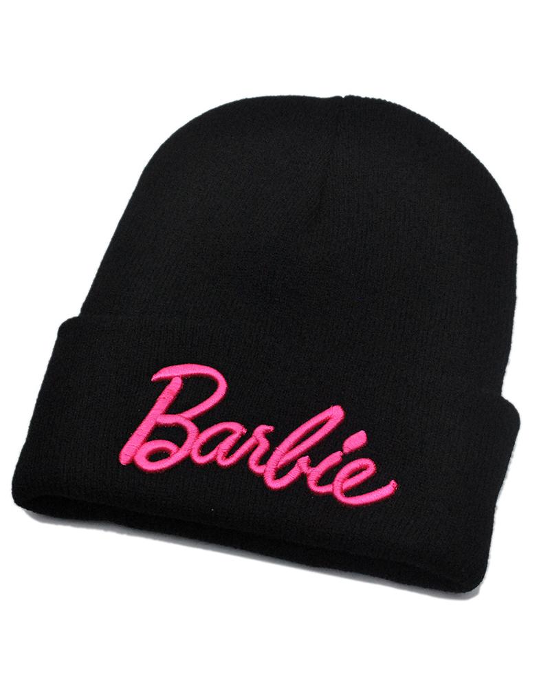 Barbie Letter Embroidery Winter Thermal Knit Hat