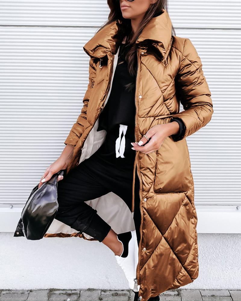 Long Sleeve Zip Up Puffer Coat