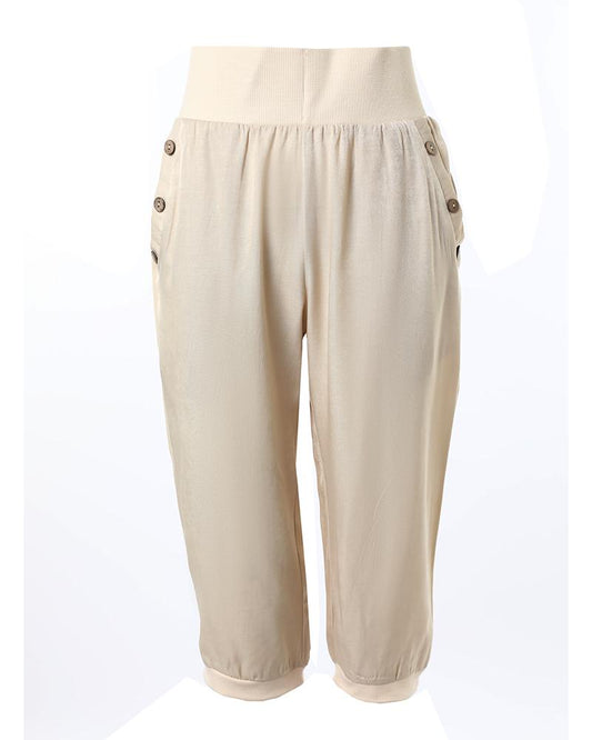 Button Pocket Design Capris Casual Pants