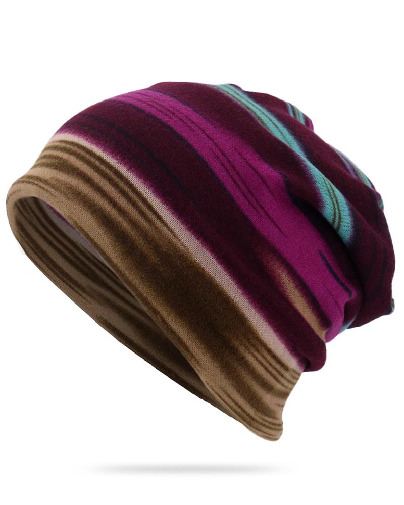 Unisex Multi purpose Hat Neck Warmer Contrasting Colors Striped Skull Hat