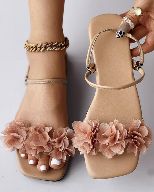 Floral Pattern Slingback Summer Sandals