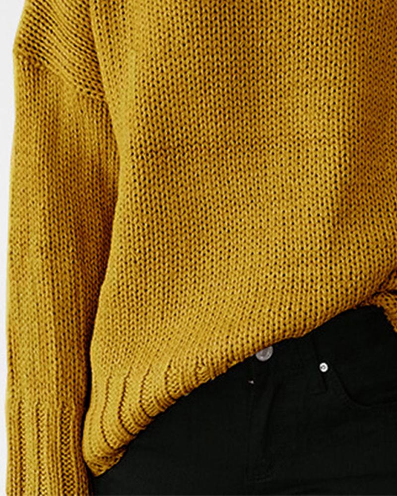 Long Sleeve High Neck Chunky Knit Sweater