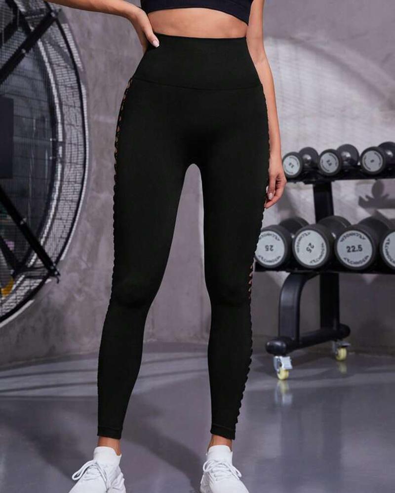 Tummy Control Butt Lifting Ladder Cutout Sports Yoga Leggings