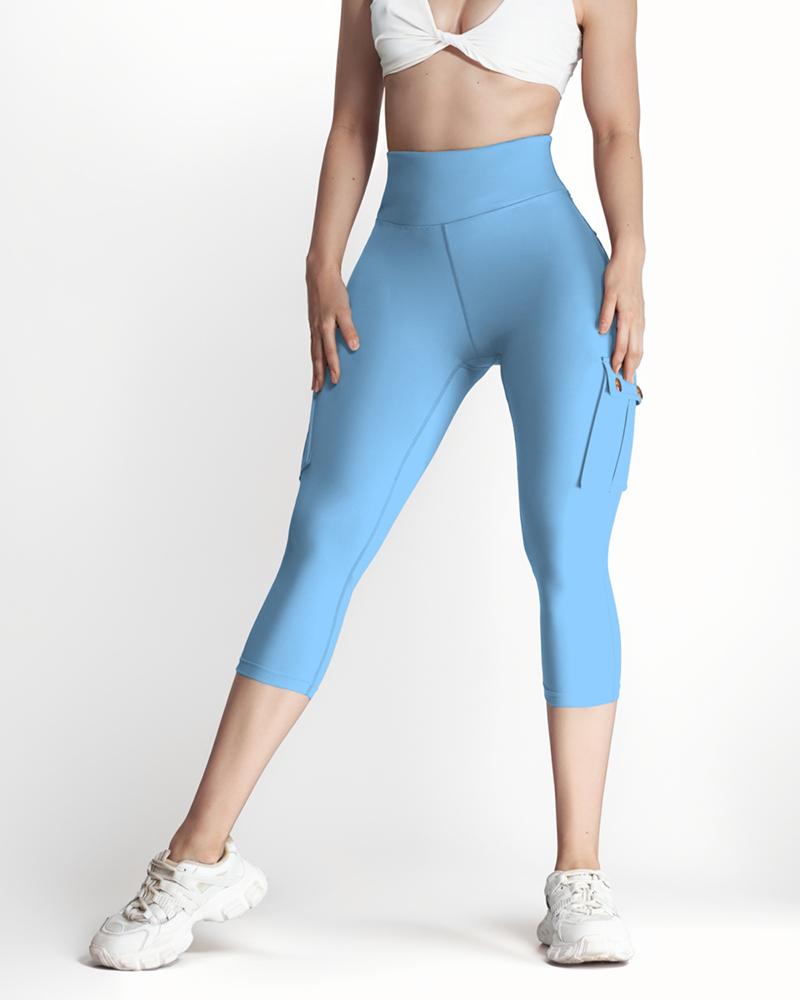 Pocket Design High Waist Sports Active Pants