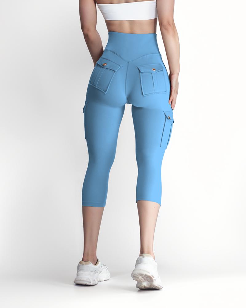 Pocket Design High Waist Sports Active Pants