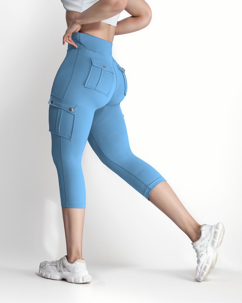 Pocket Design High Waist Sports Active Pants