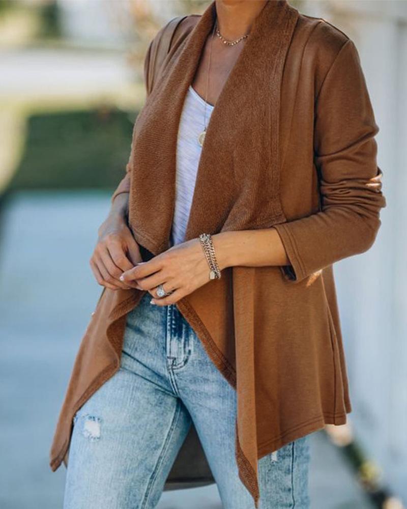 Long Sleeve Waterfall Neck Coat