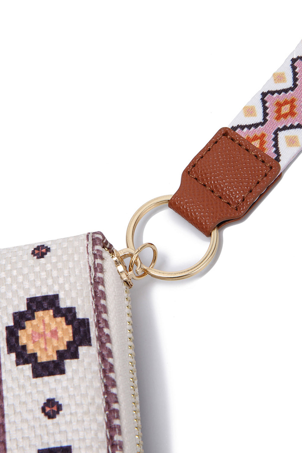 White Western Aztec Print PU Leather Wristlet Wallet