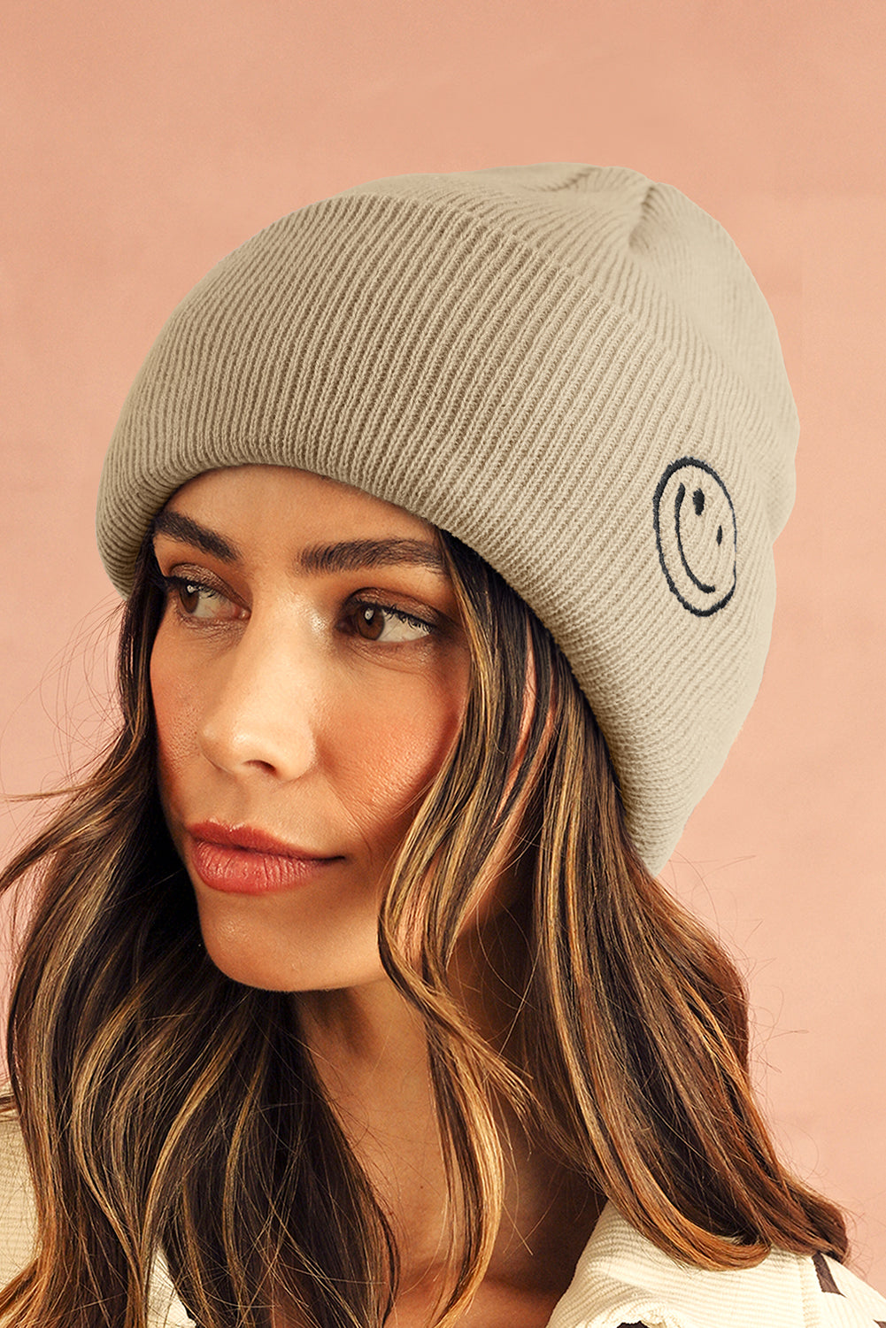 White Smiley Face Eaveless Beanie Hats