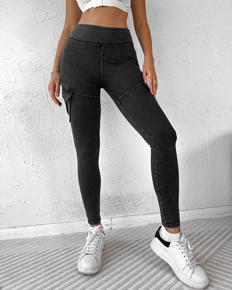 Pocket Design Ruched High Waist Sports Leggings