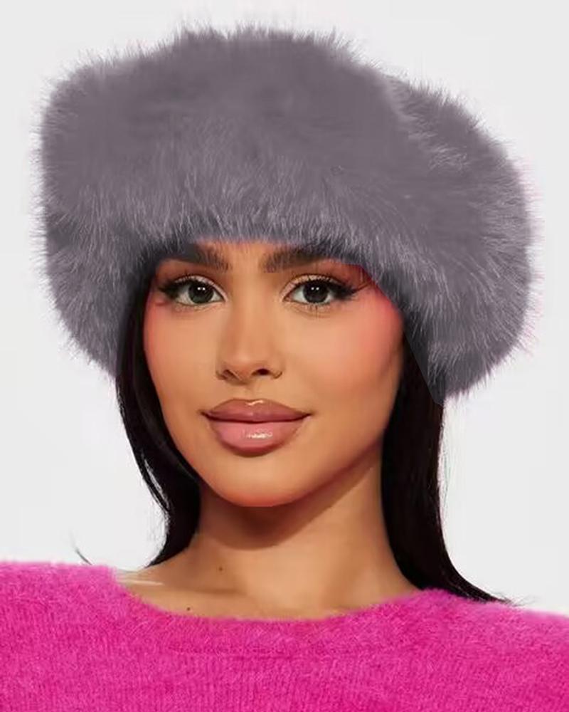 Faux Fur Fluffy Winter Warm Headband Earmuffs Hat