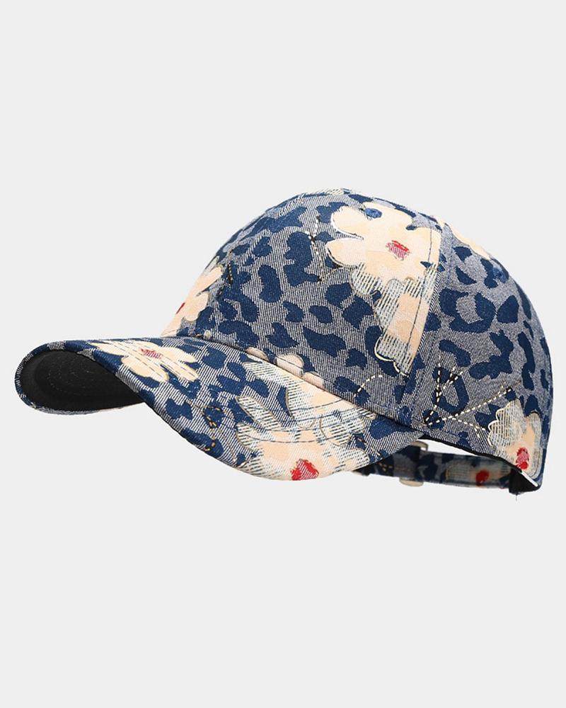 Floral Leopard Print Baseball Cap