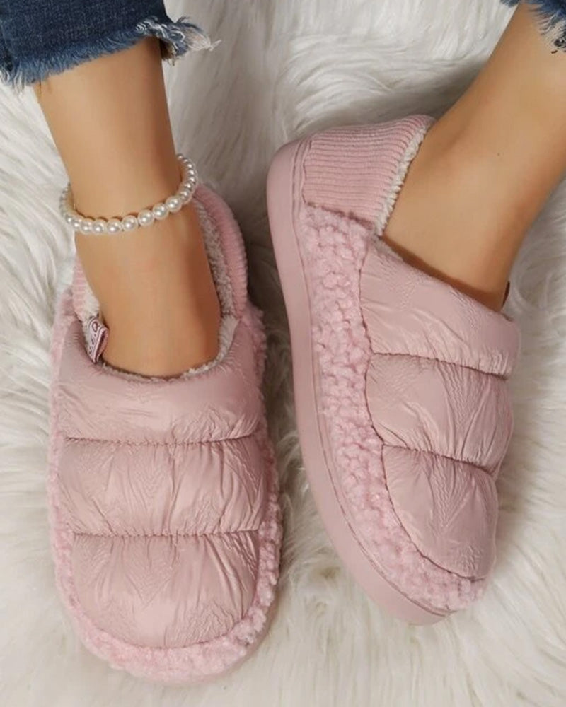 Quilted Round Toe Lined Slip on Slippers