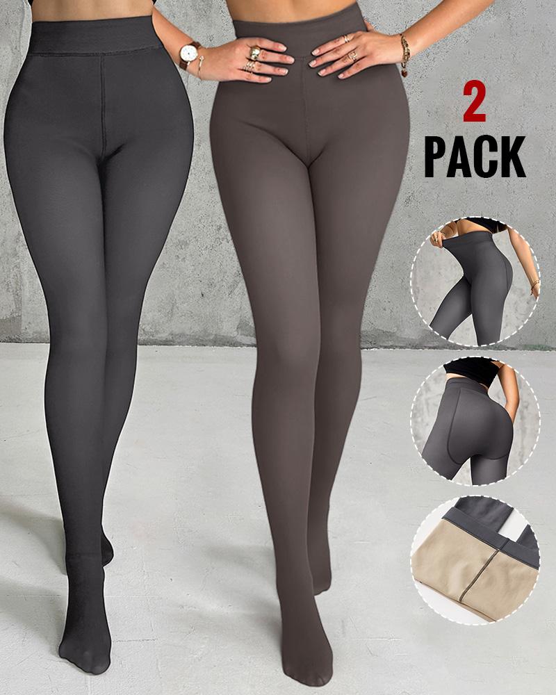 2 Piece 80g(no Fleece) High Waisted Tummy Control Elasticity Leggings Tight Pants