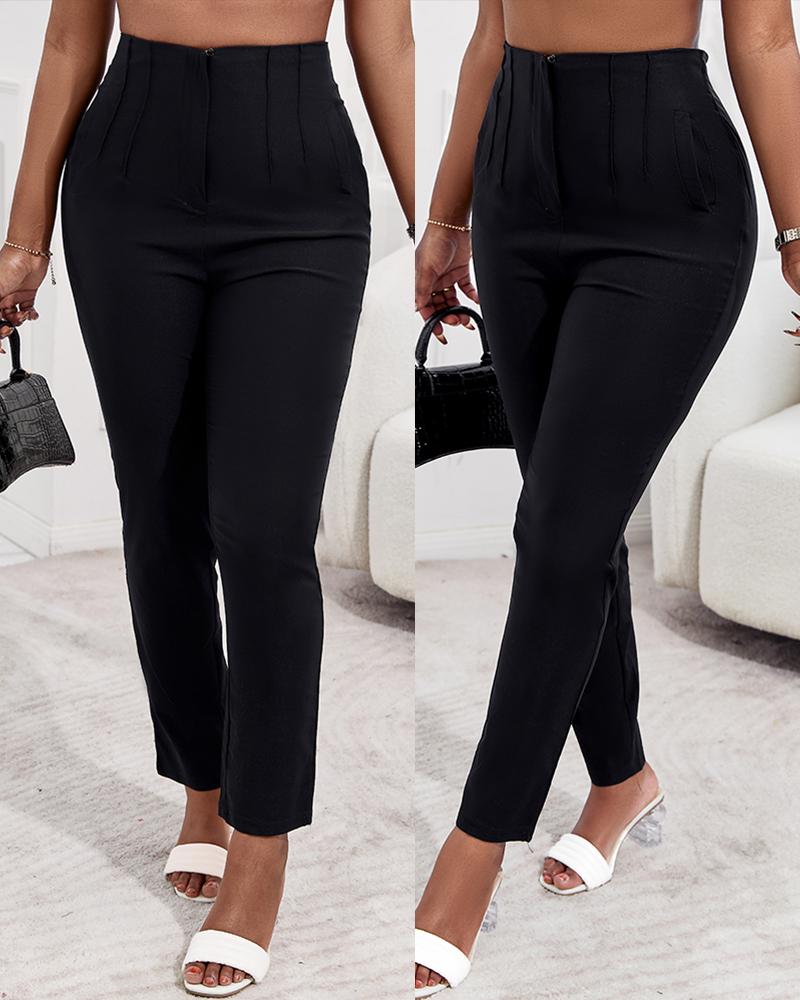 High Waist Cropped Work Pants