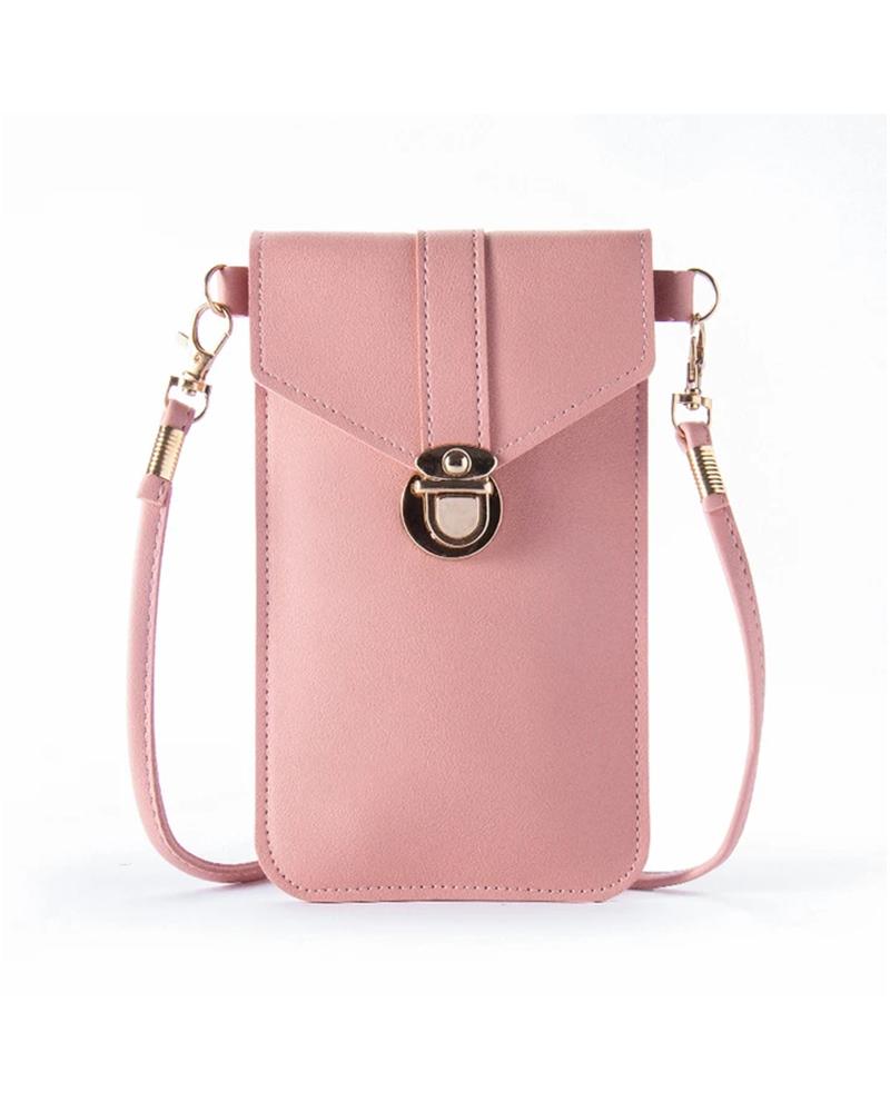 Buckled Touchable PU Leather Visible Change Bag