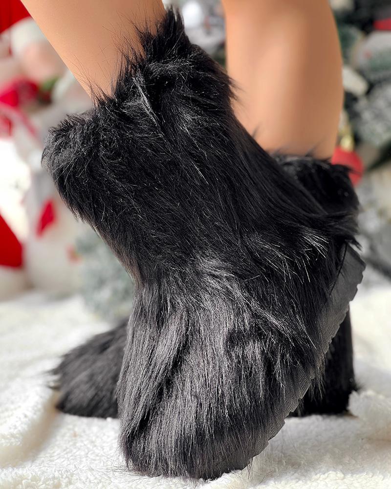 Faux Fur Fluffy Warm Ankle Boots