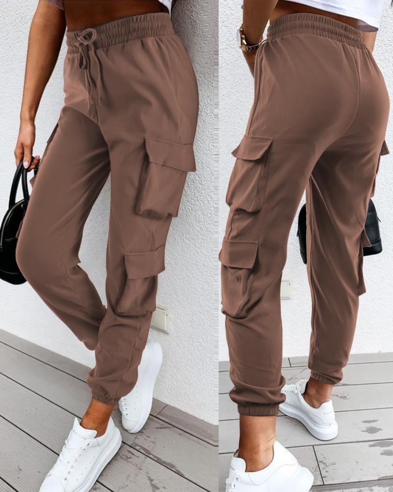 Pocket Design Cuffed Cargo Pants